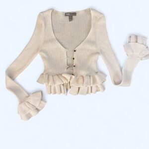 ASOS Beige Knit Sweater with ruffles